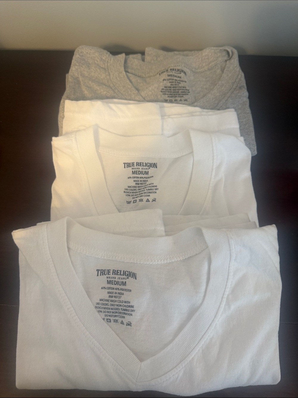 True Religion Men's V-Neck Short Sleeve bundle 3 pack